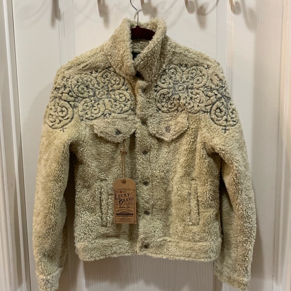 Lucky Brand Jackets & Blazers - Lucky Brand Womens Tomboy Ivory Winter Sherpa Jean